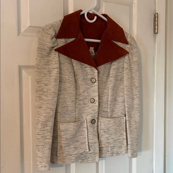 Vintage 60s 70s ILGWU Rust Collar Mod Blazer Jacket Size 9 USA - Picture 5 of 10